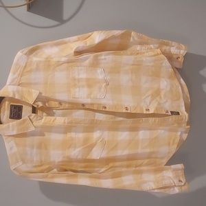 Yellow and white checkered buttoned down shirt. Abercrombie and Fitch. Size XS
